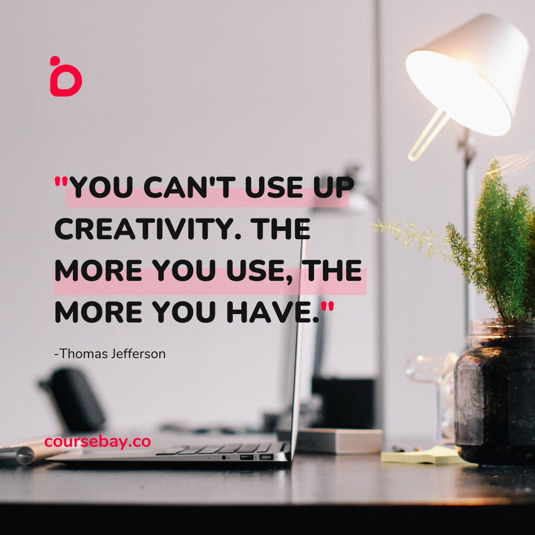 coursebay's tweet photo. Are you a course creator looking to spark your creativity?
Don't wait for inspiration to strike, start creating!
Remember, "you can't use up creativity. The more you use, the more you have." 🚀✨
#coursebay #creativepreneur #coursecreators #entrepreneurmindset #onlineeducation https://t.co/ITrq0uLND5