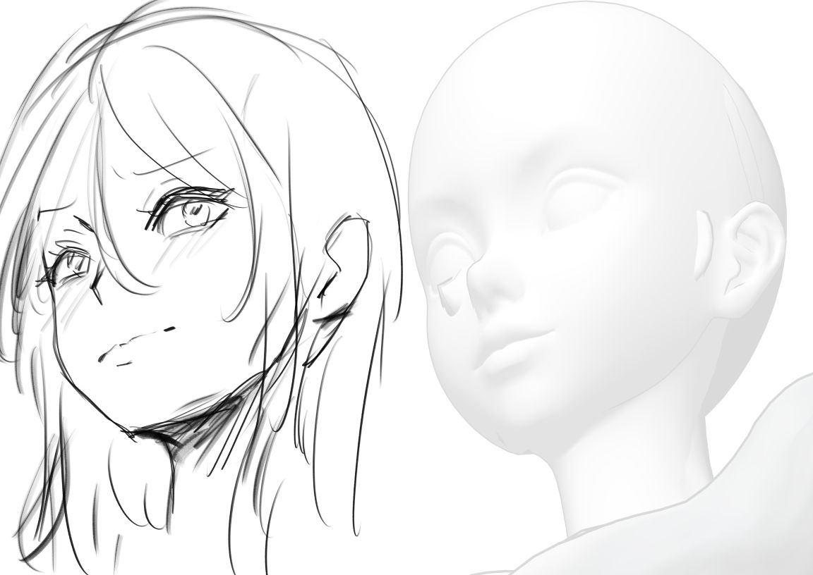 なるほど!!
縦パース補正は顔のあおりを描きたいときに使うのか!
身体と背景オブジェクトなんかはぐちゃぐちゃになるんで別に取り扱わないといけないとか制約はあるけどこれは実戦で使えそう! 