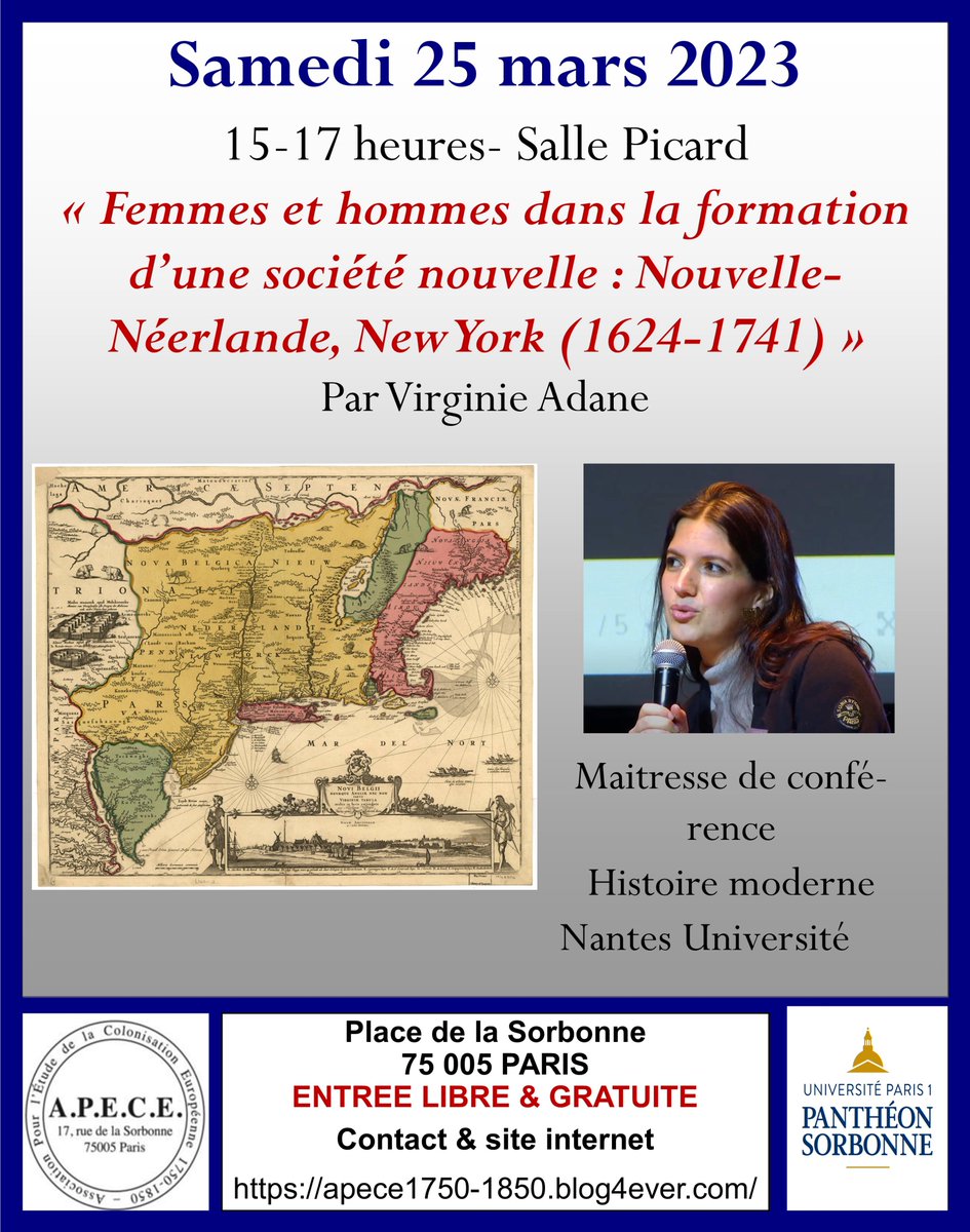 LionelTrani's tweet photo. Retrouvez la prochaine séance de l'#APECE : Samedi 25 mars 2023, 15 heures
Sorbonne, escalier C, 3e étage, salle Picard Entrée libre et gratuite #NewYorkCity #Colonialism #femmes #hommes #nouvellenéerlande https://t.co/83Wfp0z1rN