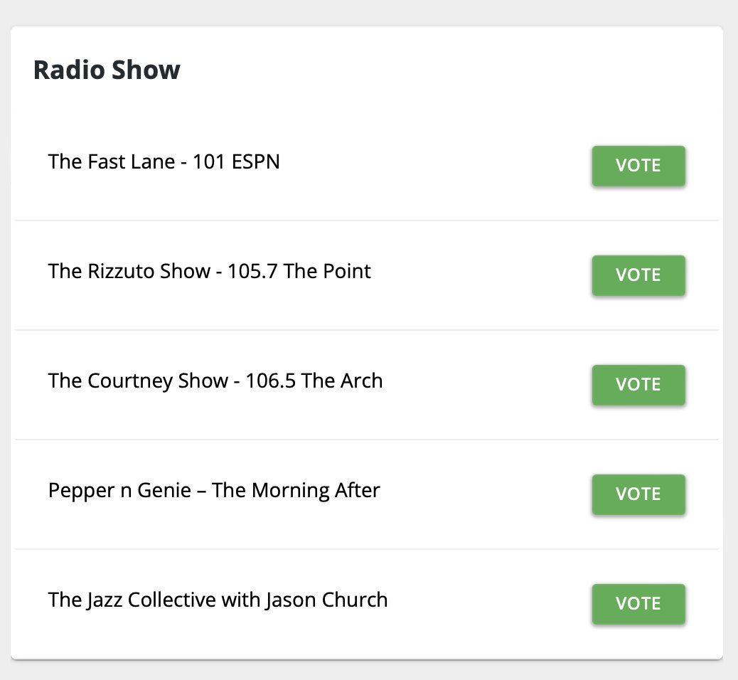 Congratulations to Pepper 'N Genie for being recognized by <a href="/stlmag/">St. Louis Magazine</a> as one of the 5 top shows in St. Louis.

Even though the show hasn't been on for months, it has a staying power that makes the #content evergreen and appreciated by the voters. 

Vote here: stlmag.com/alist#/gallery…