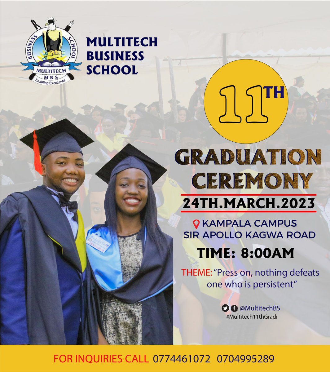 MULTITECHBS's tweet photo. Reminder: Exactly 10 days remaining. All is set & Clear. #Multitech11thGradi
@nbstv
@ntvuganda
@bbstvug
@DailyMonitor
@newvisionwire https://t.co/7xwJortHZe