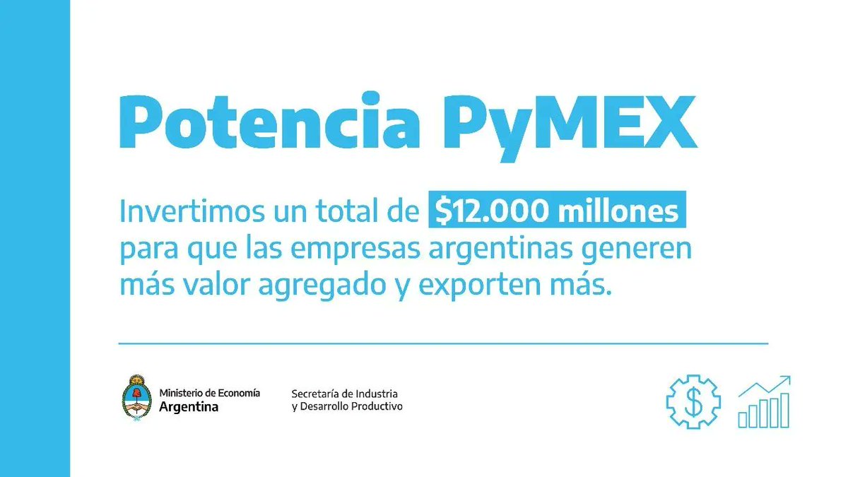 raulsanchez_ok's tweet photo. Ayer el equipo de @SergioMassa y @dmvasco lanzaron el Programa #PotenciaPyMEX otorgando beneficios a PyMEs exportadoras.
Se destinan $ 12.000 millones de pesos al mismo. El camino del desarrollo es por acá. 👍🇦🇷
@CentroComunarte @NEParticipacion @Economia_Ar @produccion_arg https://t.co/RQtapmUmK4
