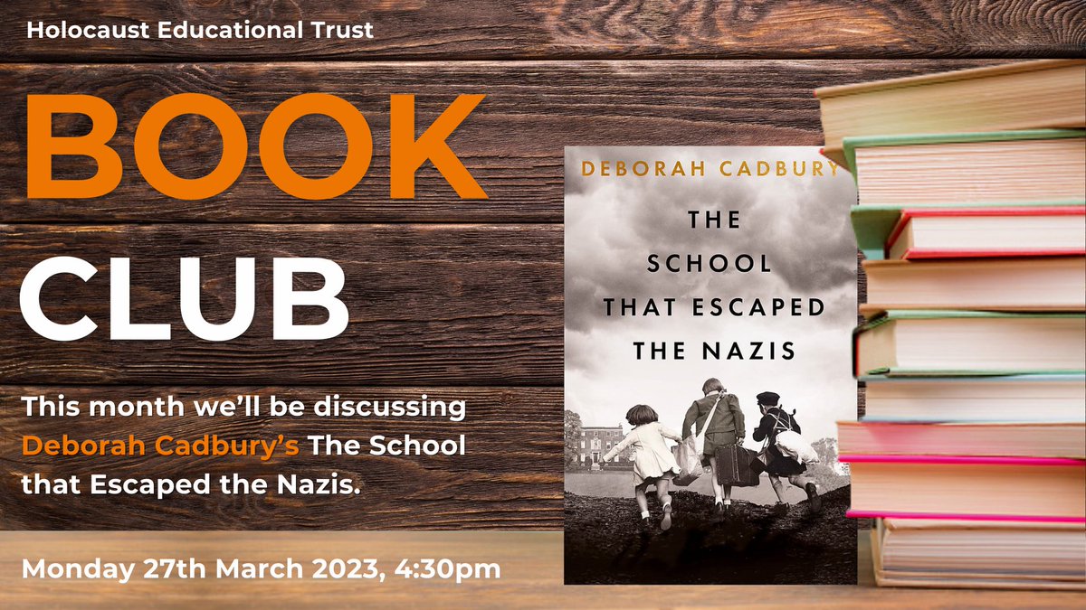 H.E.T. (@HolocaustUK) on Twitter photo 2023-03-14 11:24:04 Our next #HETBookClub will take place on Monday 27th at 4.30pm. We will be discussing Deborah Cadbury’s The School that Escaped the Nazis. Our next #HETBookClub will take place on Monday 27th at 4.30pm. We will be discussing Deborah Cadbury’s The School that Escaped the Nazis.