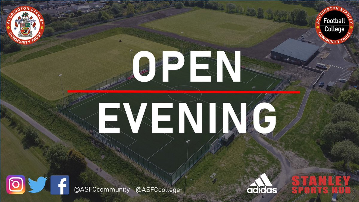 Accrington Stanley Football College Open Evening
📆 Wednesday 29th March 2023
⏰ 6:30pm
📍  Stanley Sports Hub

💻Study. Train, Play and Work with <a href="/ASFCofficial/">Accrington Stanley</a> 

If you're interested in attending please confirm your attendance via the link below

forms.gle/udtQHvCAsLWMgy…