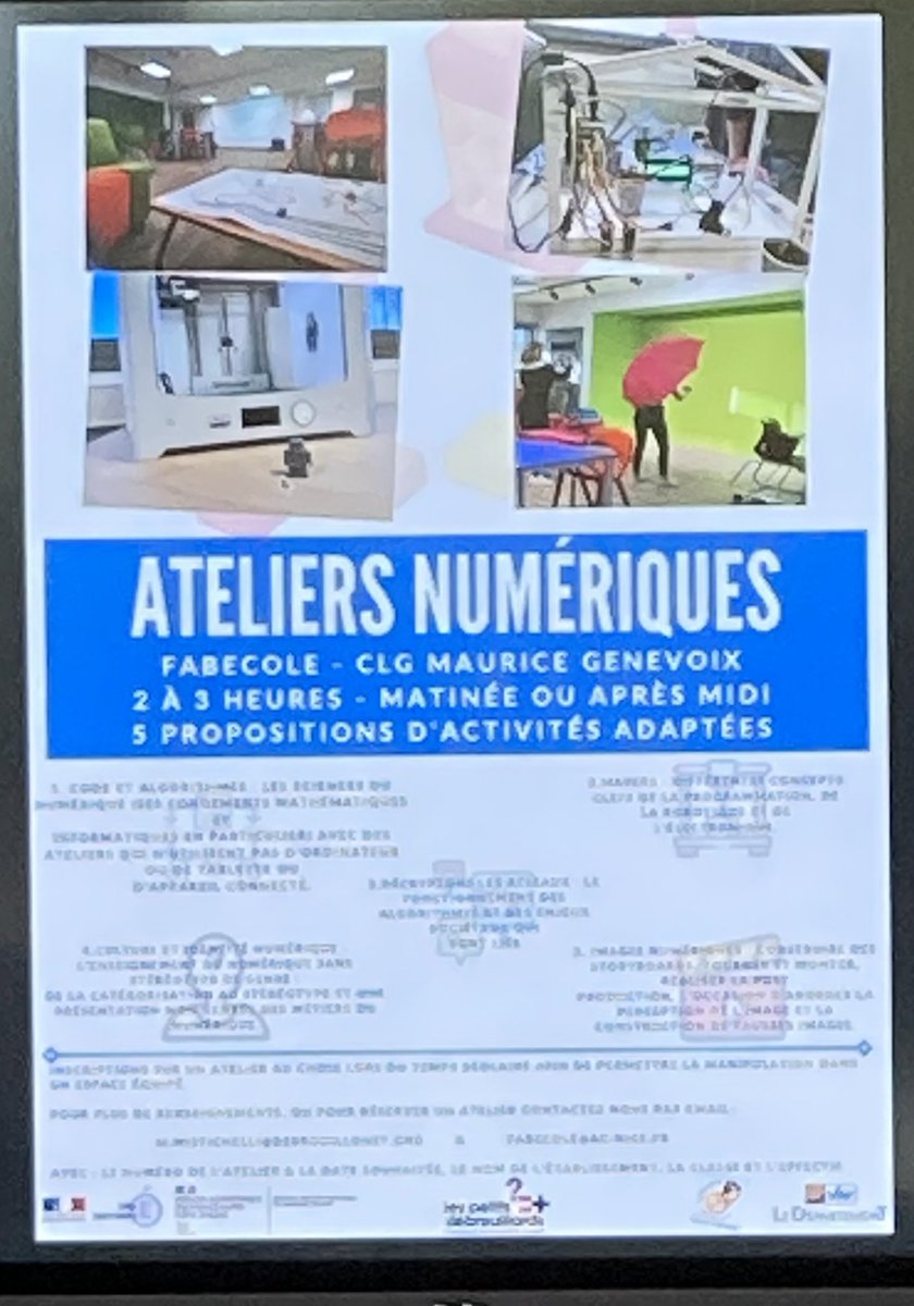valpin83's tweet photo. @collegegenevoix Toulon
Aujourd’hui, dans le cadre de la FOQUALE de Toulon une pépite nous attendait… @EcoleFab 
Merci à @davragot  pour la visite du Lab Ecole et à M. Anicito pour cette belle initiative. 
Favoriser l’innovation, la création et la collaboration à l’école.
#mlds https://t.co/IN2LuUqd1T
