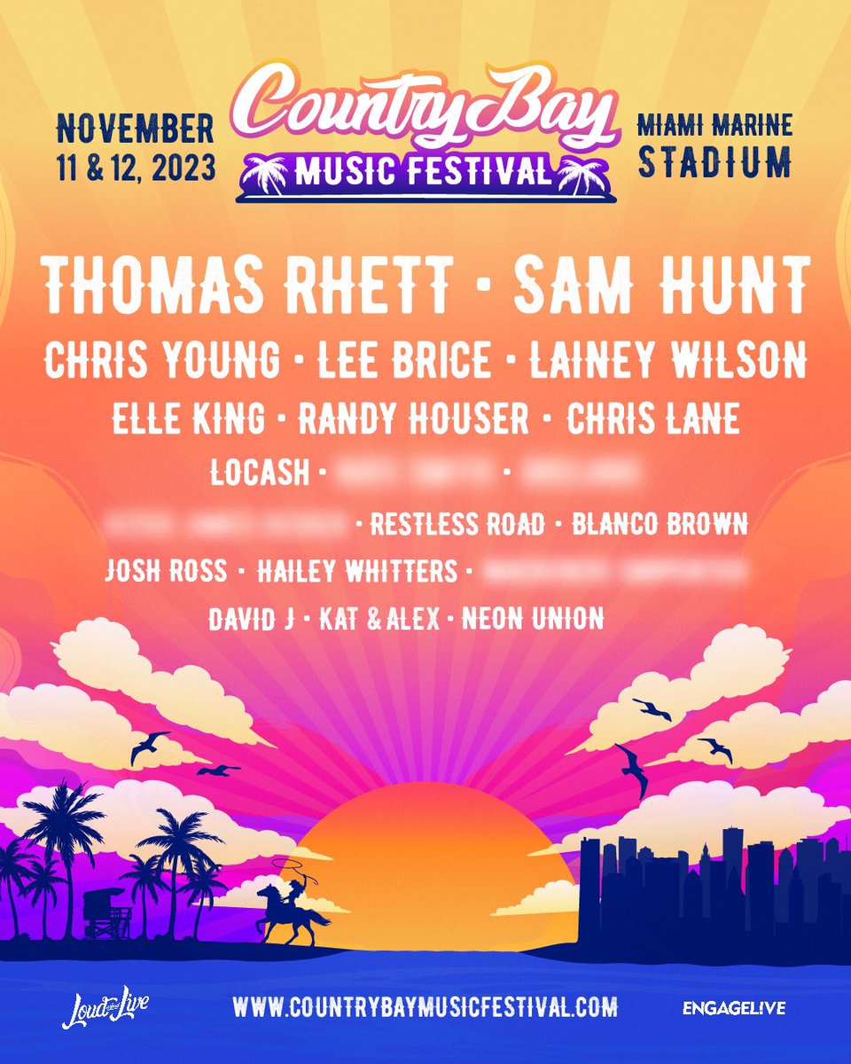 KissCountry999's tweet photo. Weโve been teasing it but hereโs the official lineup for Country Bay Music Festival โ๏ธ Get the presale code because these tickets will go fast! โฌ๏ธ #kisscountry #countrybay #cbmf https://t.co/kxvuEdxc2y