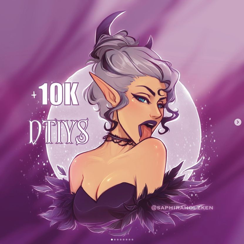 Thebaroness0's tweet photo. Congrats to @saphiraholzken for her 10k milestone on Instagram! Here's a quick portrait I made for her #dtiyschallenge, trying to apply the new light and shadow techniques I practiced during the master class I'm attending!

#saph10k https://t.co/MuoOecCfj0