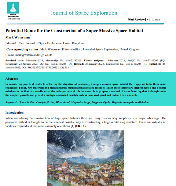 JournalofSpace3's tweet photo. We have published our latest research article in the TSSE. 
Author Name: Mark Waterman
Article Name: Potential Route for the Construction of a Super Massive Space Habitat 
Here is a link to our article: https://t.co/CzejHU51P1
#SpaceX #SpaceDoMuka #SpaceCatch #spaces #SpaceRiders https://t.co/zLMyGeeuDM