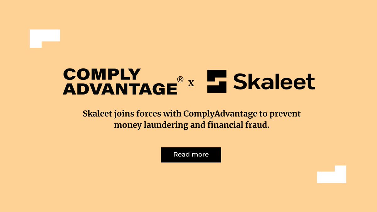 Skaleet joins forces with @ComplyAdvantage to prevent money laundering & financial fraud 🤝

👉 bit.ly/3YIaRQt 

@FranceFintech  @financeinnov @asocfintechins @The_LHoFT @fintechbe @ApiThinking @FintechDistrict @HollandFinTech

#fintech #banking #corebanking #aml…