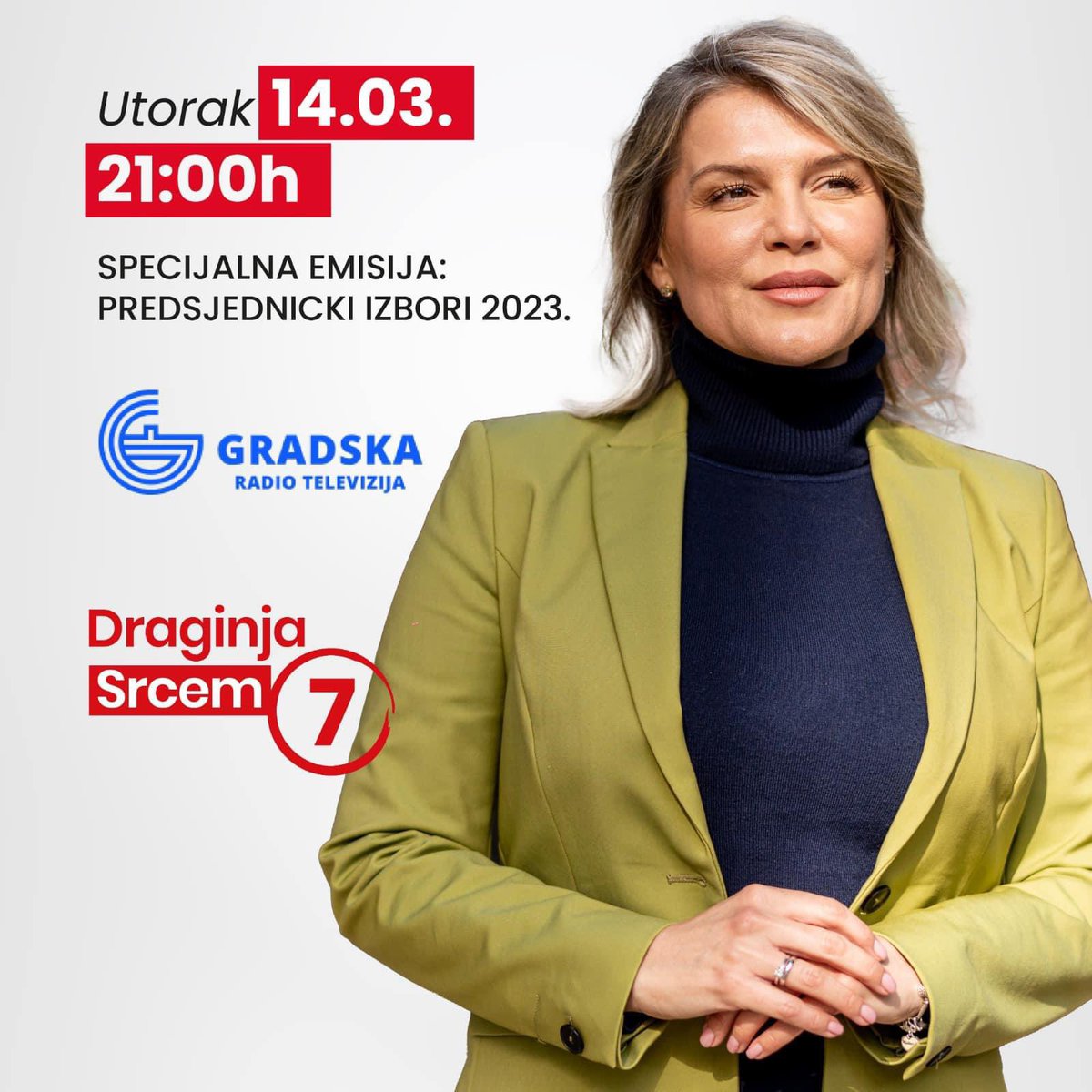 Draginja07's tweet photo. Večeras na Gradskoj TV gledajte intervju sa kandidatkinjom za Predsjednicu Crne Gore.
#draginjasrcem #srcem https://t.co/7TgWJMMpwi