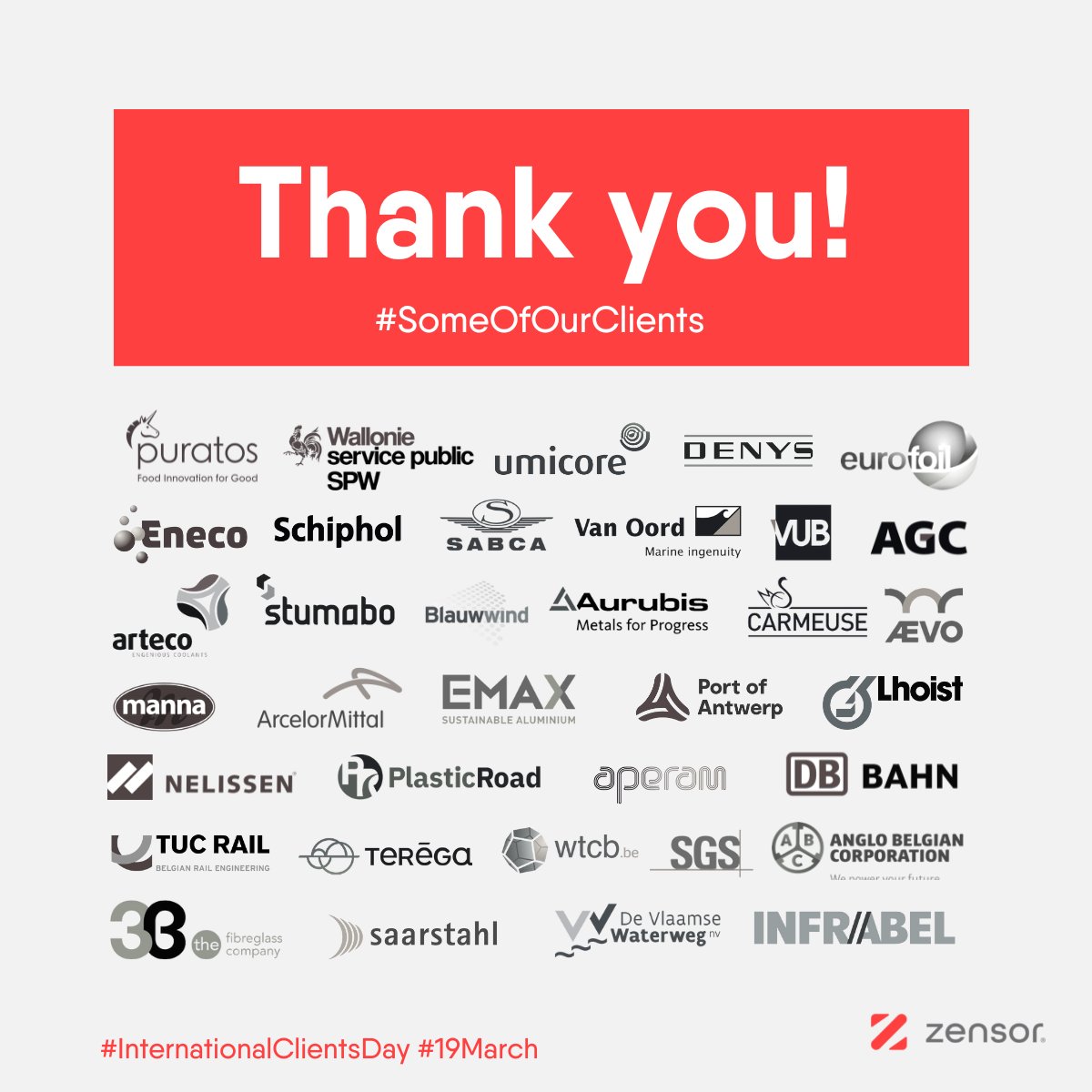 As we approach #internationalclientsday on March 19th, we at Zensor want to take this opportunity to express our gratitude towards our esteemed customers.

Thank you for choosing us as your asset and infrastructure monitoring partner 💓

#AssetMonitoring #InfrastructureMonitoring
