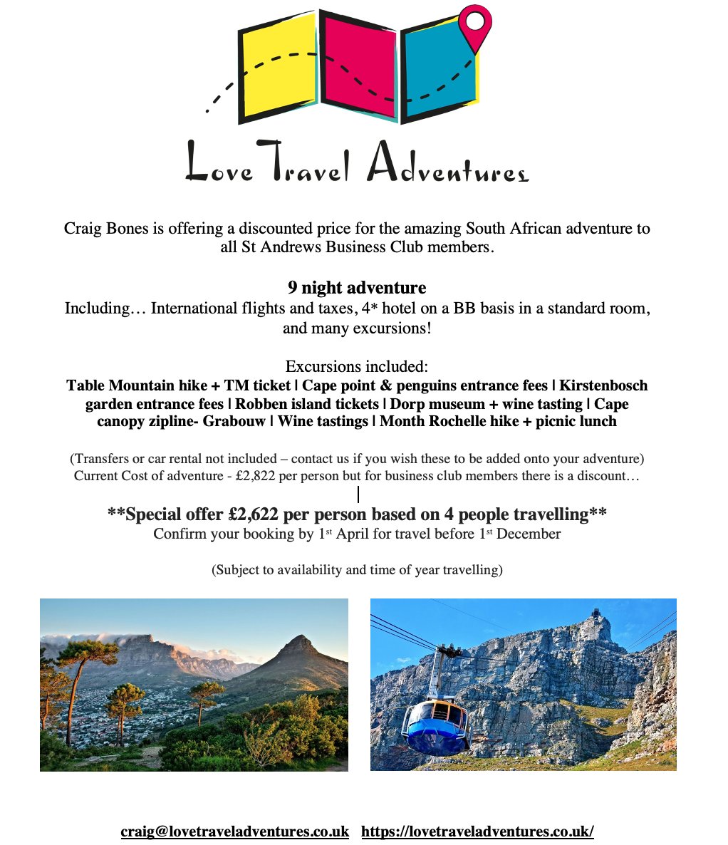 Next for our weekly member promotion posts is one of our members Craig Bones and his business, Love Travel Adventures. Craig is offering a great deal for our members for the amazing South African adventure! Check out his website to find out more: lovetraveladventures.co.uk