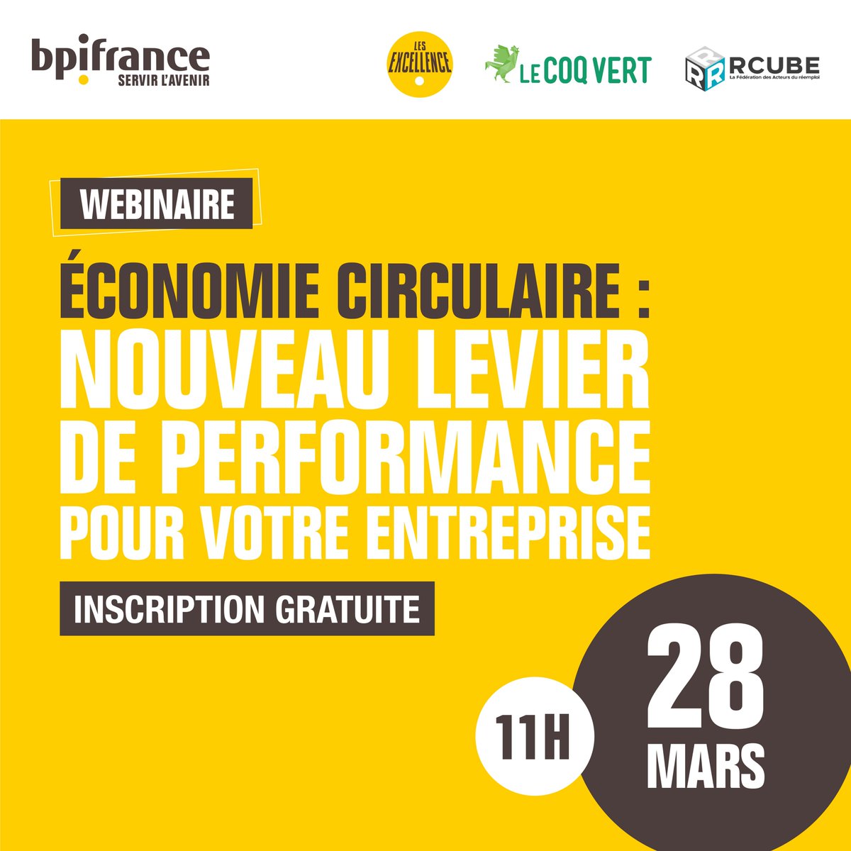 Webinaire organisé avec <a href="/Bpifrance/">Bpifrance</a>  "L'Economie Circulaire: nouveau levier de performance" mardi 28 Mars à 11H, inscription:
vu.fr/FbKu