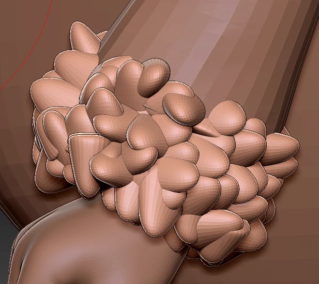 凹凸強めのモコモコが欲しかったのでナノメッシュでタケノコを生やしてランダムで散らしてからダイナメッシュしてみた。 