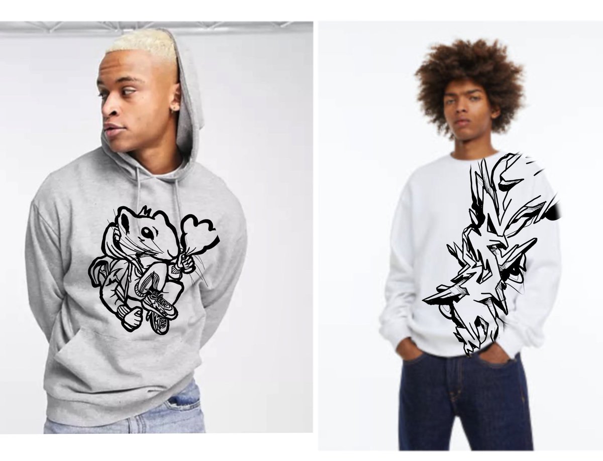 vandali01's tweet photo. Which one would you get ? #graffsquirrel or #largegraff let me know in comments. 
I will be doing a competition soon 🔥 
#nft  #graffiti #graffiticlothing #customclothing #jumper #hoodie #sweatshirt #urbanwear #urbanclothing #streetclothing https://t.co/SSf5zHn3ZW