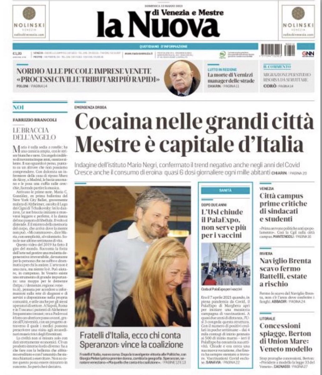 Marco__Bacci's tweet photo. #mestre #venezia capitale italiana delle droga. Non male per una città governata da quasi 8 anni dai partiti di @matteosalvinimi @GiorgiaMeloni @berlusconi e con il Sindaco @LuigiBrugnaro #Meloni https://t.co/fIOtdYW9Dh