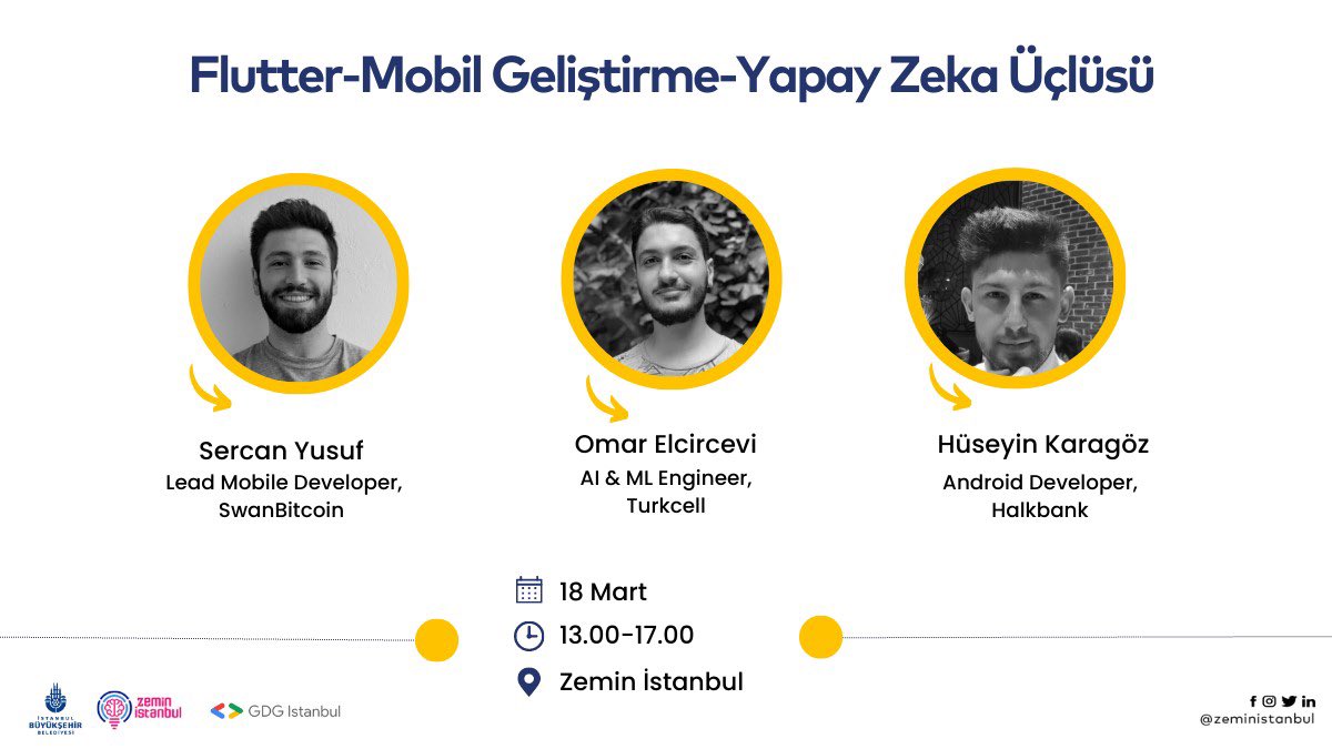 Zemin İstanbul’da yazılım temelli etkinliklerimiz devam ediyor.
Android, Flutter ve Yapay Zeka alanlarında sektördeki uzmanlardan güncel gelişmeleri dinleme ve bu alanlarda becerilerinizi geliştirme fırsatı bulabileceğiniz etkinliğe hemen kayıt ol!
📌lnkd.in/d9QVNCZM