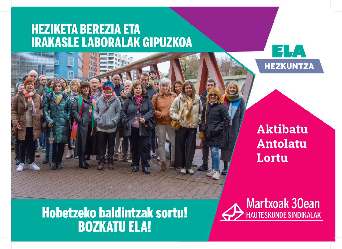 ELAHezkuntza's tweet photo. @ELAsindikatua|k indarra duenenan, garaipenak daude.
#IRAKASLE-etan hobetzeko baldintzak sortu‼️
📢Bozkatu ELA‼️
#HezkuntzanELA
#AktibatuAntolatuZaindu https://t.co/MqWZ6cqcUX