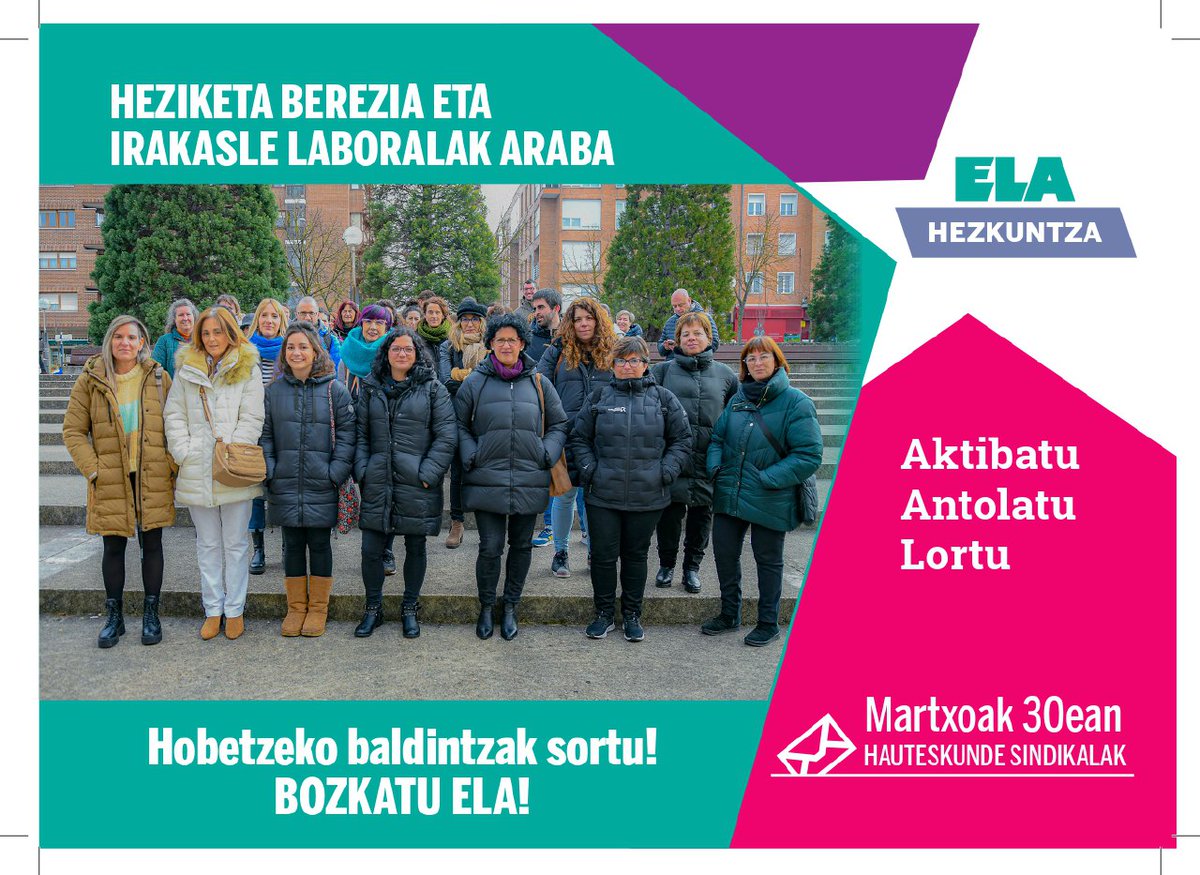 ELAHezkuntza's tweet photo. @ELAsindikatua|k indarra duenenan, garaipenak daude.
#IRAKASLE-etan hobetzeko baldintzak sortu‼️
📢Bozkatu ELA‼️
#HezkuntzanELA
#AktibatuAntolatuZaindu https://t.co/MqWZ6cqcUX