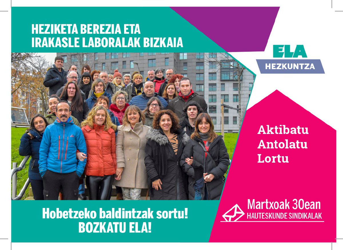 ELAHezkuntza's tweet photo. @ELAsindikatua|k indarra duenenan, garaipenak daude.
#IRAKASLE-etan hobetzeko baldintzak sortu‼️
📢Bozkatu ELA‼️
#HezkuntzanELA
#AktibatuAntolatuZaindu https://t.co/MqWZ6cqcUX