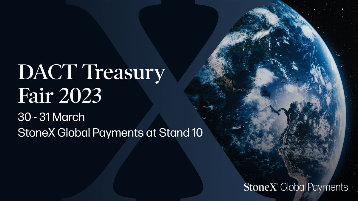 Are you attending the DACT - Treasury Fair in Noordwijk on 30 and 31 March? StoneX Global Payments will have a booth 10 (Outer Ring) at the event.
If your company makes international payments and is exposed to FX risk, stop by and talk to our team.