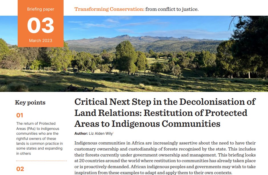 🌿Why is the restitution of #ProtectedAreas to Indigenous Communities a critical next step in the #decolonisation of land relations? Find out in the new briefing of our 'Transforming Conservation' series 👇 bit.ly/3Jb1cfv #ForPeopleAndNature @ArcadiaFund