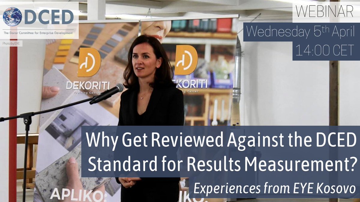 🔔 Upcoming webinar! 🔔Join us on Wednesday 5th April at 14:00 CET (09:00 EST) to learn; Why Get Reviewed Against the DCED Standard for Results Measurement? Experiences from a youth employment project in Kosovo.

Register here ---&gt; bit.ly/3ZNpALg