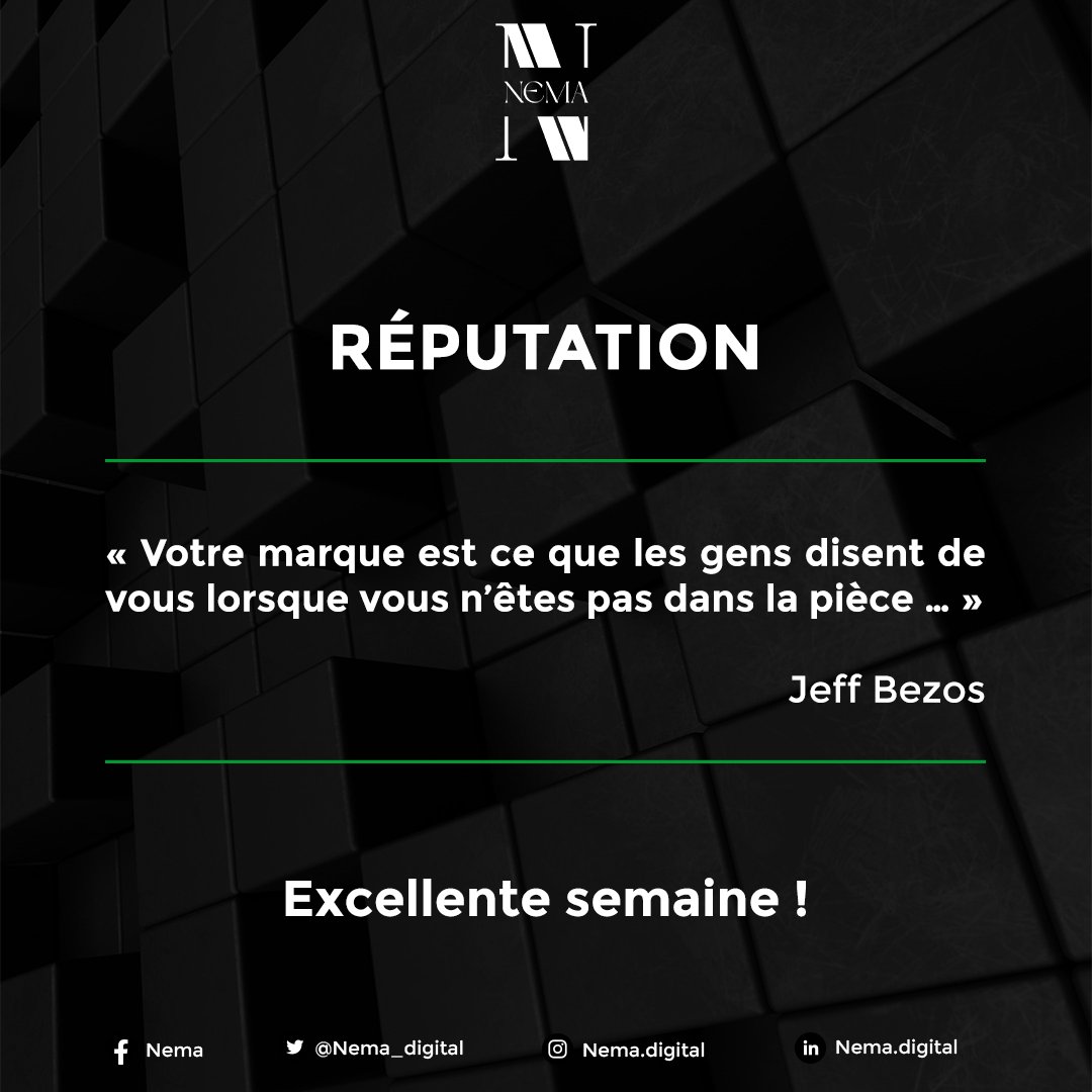 NEMA_Digital's tweet photo. De nos jours, il est très facile pour les internautes (Clients, recruteurs, …) de se renseigner avant toute prise de décision.
Un soin particulier doit par conséquent être apporté aux #réseaux #sociaux.

Excellente semaine ! https://t.co/2RhR5pWSfi