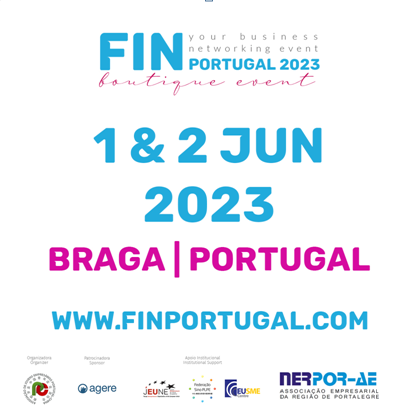 nerpor_ae's tweet photo. A NERPOR-AE associou-se como Parceira à @AJEPC_ptcn  na promoção da 7ª edição da FINPortugal.
Já só faltam 3 meses para o grande evento de networking que terá lugar em #Braga. Inscreva-se já e beneficie de 10% de #desconto utilizando o código NERPOR. https://t.co/KcNS0poycN