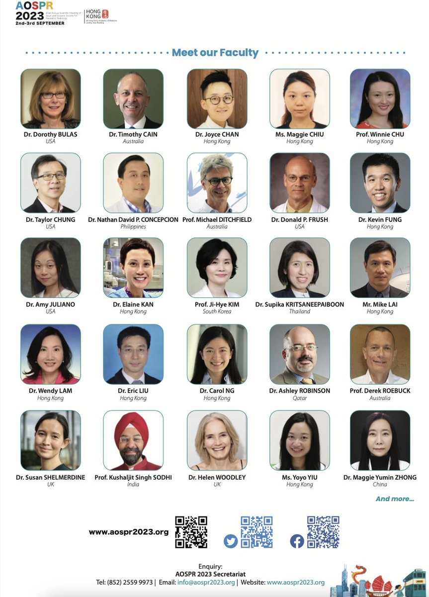 Excited to introduce to you all our faculty of outstanding speakers from all around the world!
#AOSPR2023 #aosprhk2023 #pedrad