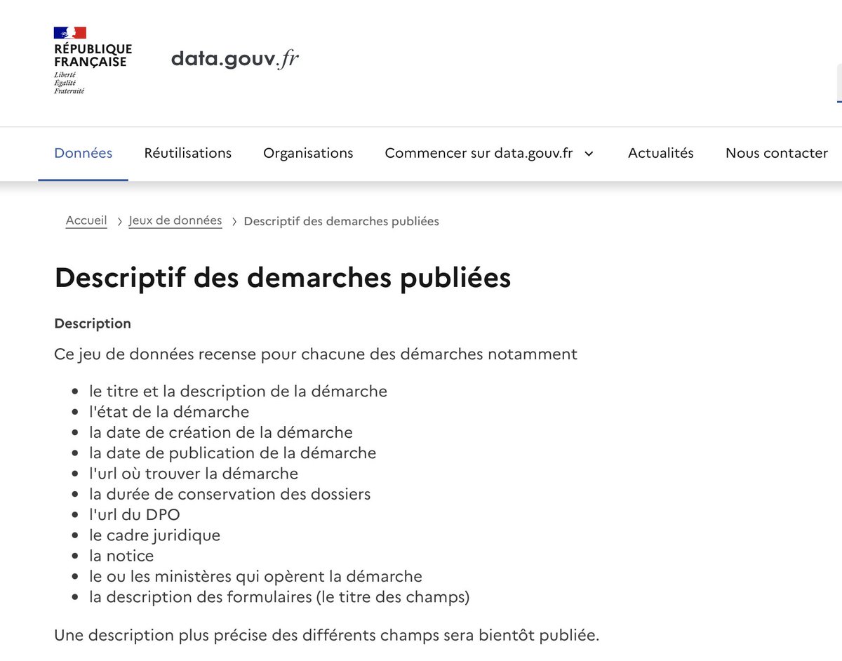 demarches_simpl's tweet photo. Annoncée hier lors des 5 ans de @demarches_simpl par Stéphanie Schaer @_DINUM, les informations relatives à 12 000 démarches déployées sur la plate-forme sont en #OpenData 
Une nouvelle phase d'amélioration qualitative est lancée !
https://t.co/SMoBHdxqo9
@datagouvfr https://t.co/FoQrjEiZlJ