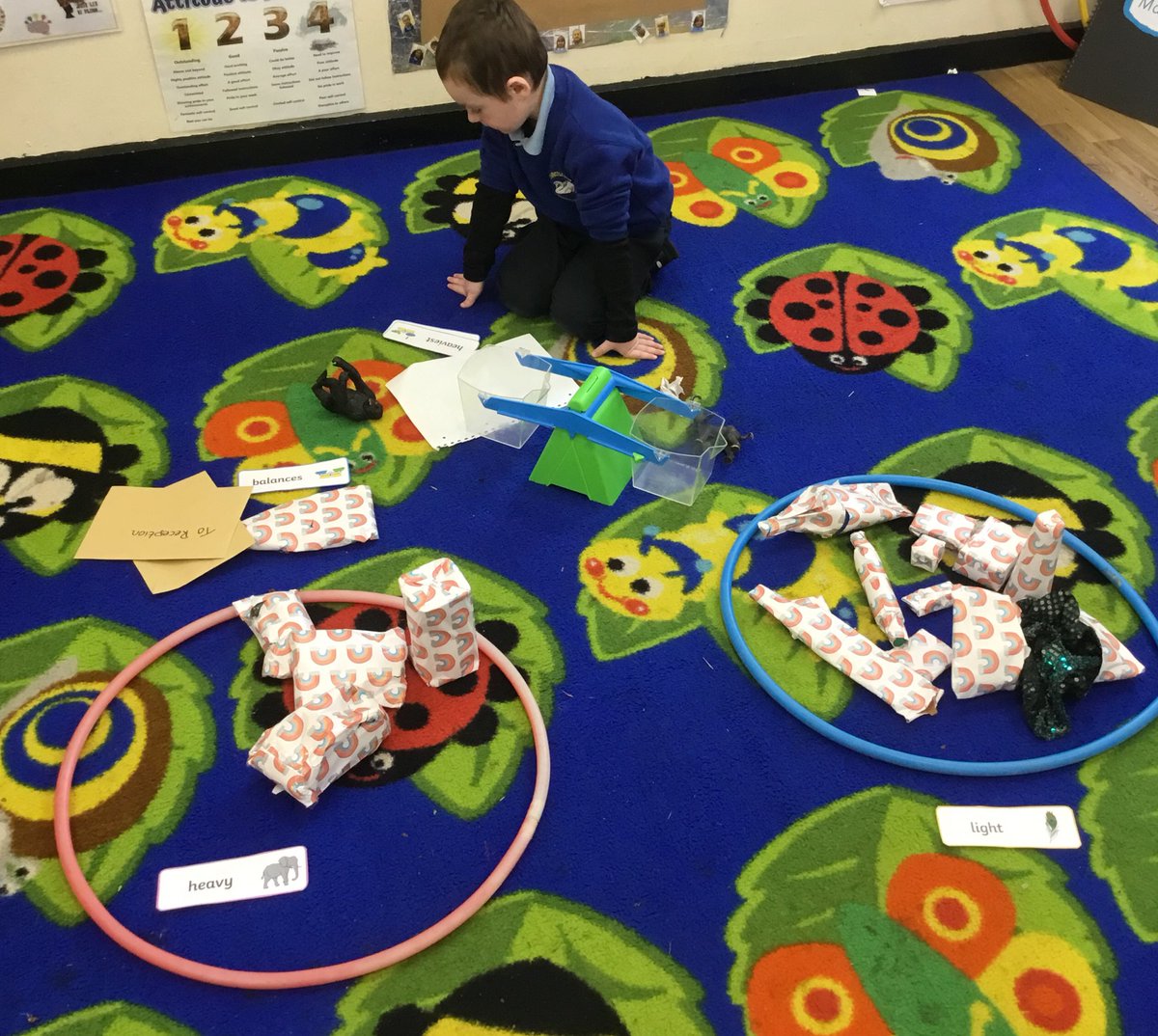Christletonpri's tweet photo. Reception found some presents around the classroom today. They had to compare them and decide which was the heaviest and which was the lightest. #worldmathsday #cpsmaths https://t.co/zJSeJhYB02