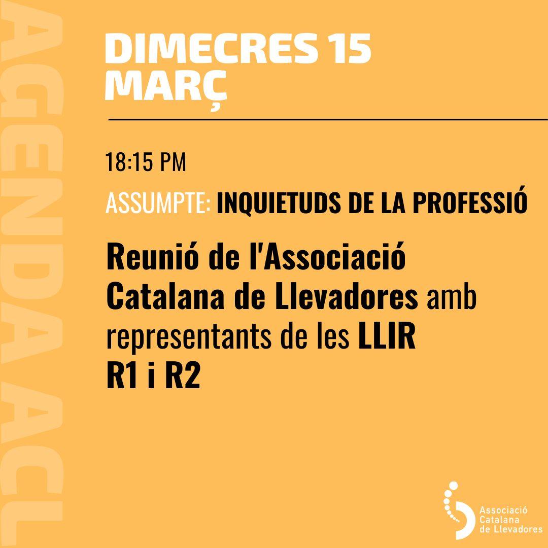 👥Demà, 15 de març, l’Associació Catalana de #Llevadores ens reunim amb les representants de les #LLIR.

El principal tema serà debatre les inquietuds de la professió i poder sumar sinergies.

#manquenllevadores #matronaresidente #nosenseunallevadora #salut #dona #naixement #part