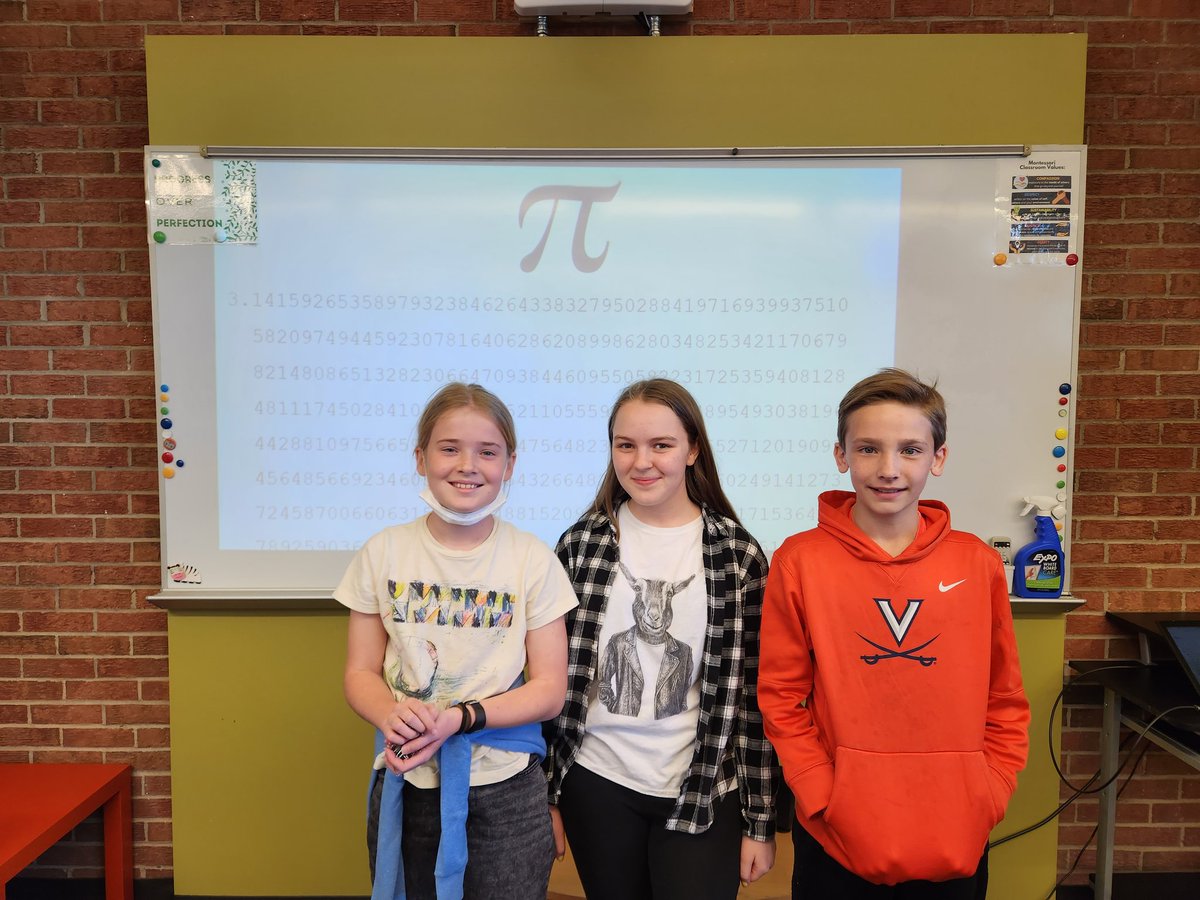 ReadingLynx's tweet photo. Happy Pi day! We had a great competition with Sally in 3rd with 166 digits, Cordelia in 2nd with 193 and Doran in 1st with 200! https://t.co/ullFG4sH02