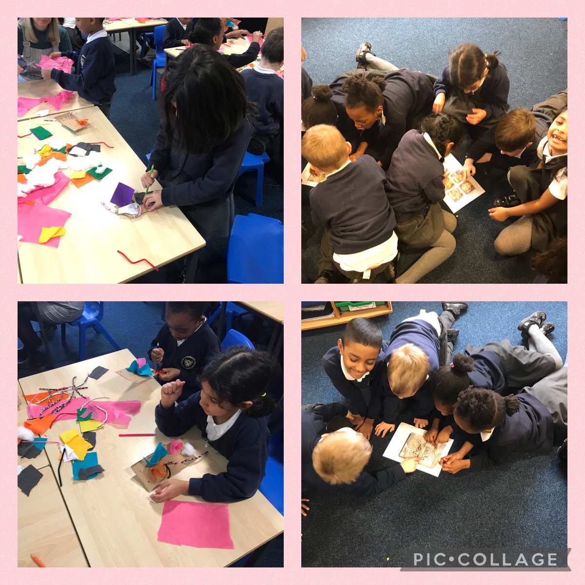 StPaulsBolton's tweet photo. Year 1 have started their new art unit - textiles. Today they have explored work from the artist Anne Kelly and explored a range of fabric/materials, making a textured piece of art from them. #CUSP #art #textiles #annekelly https://t.co/wSRknOgJWJ