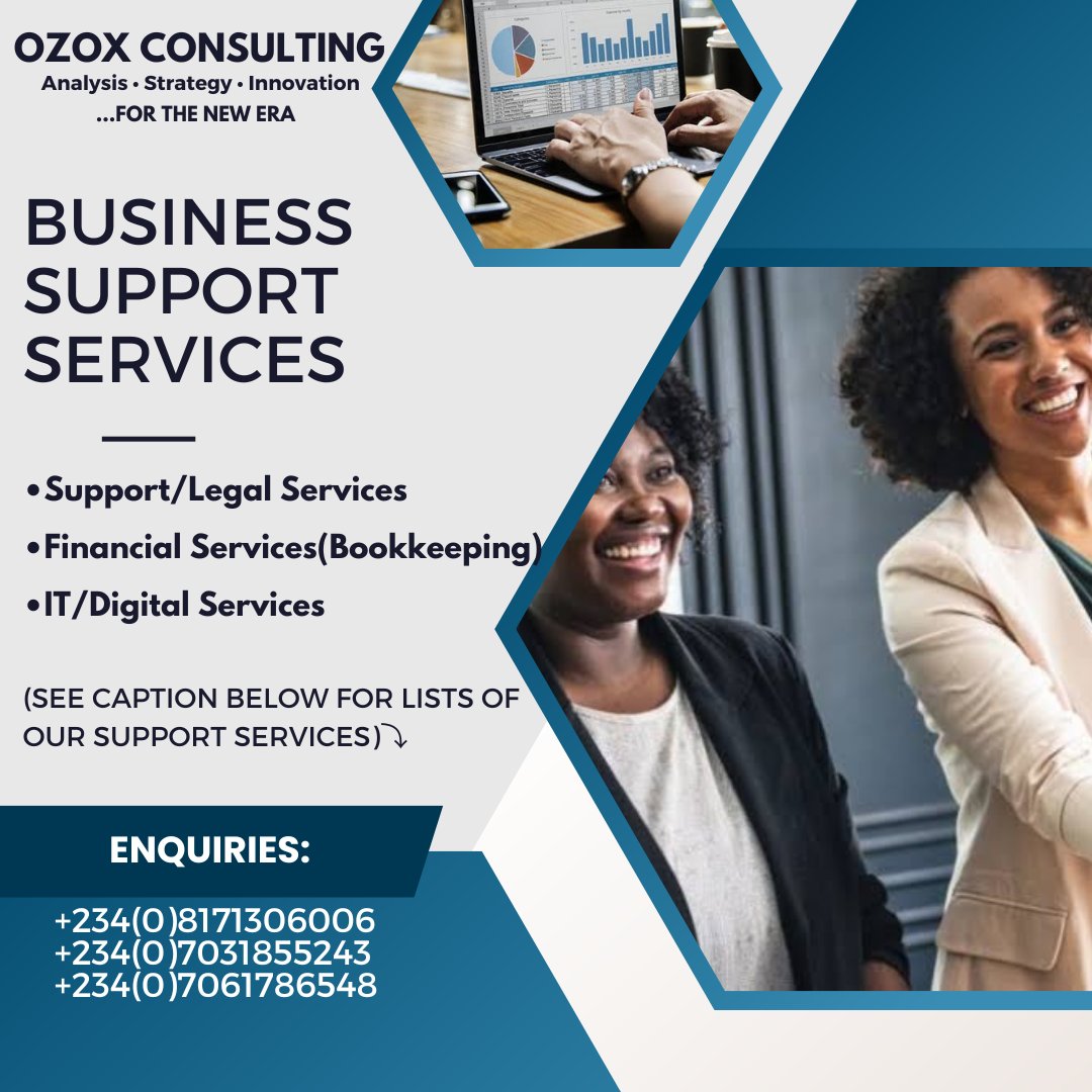 OzoxConsulting's tweet photo. OUR BUSINESS SUPPORT SERVICES:
Ozox provides businesses with a wider range of business support services, and through collaboration with leading brands, offers innovative products and solutions that help businesses optimize operation, productivity, and sales. Below are few ⤵️ https://t.co/zJvVHldfvi
