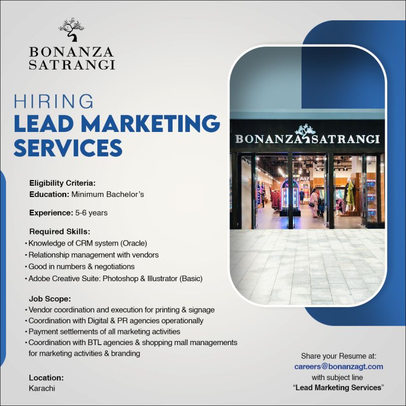 HR_P_P's tweet photo. Bonanza Satrangi Pakistan is #hiring!

#marketingservices #marketingjobs #Karachi #BonanzaSatrangi https://t.co/z1un5YMoh6