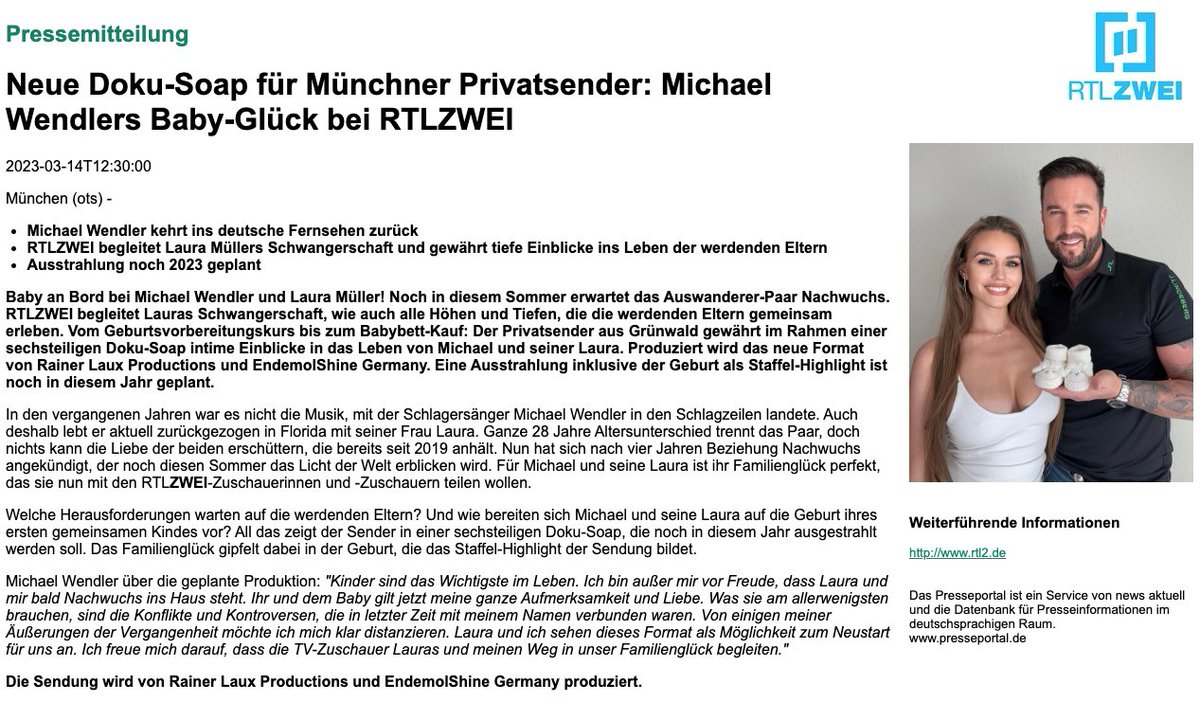Die Verbreitung von Verschwörungserzählungen u. a. über eine „neue Weltordnung“, Holocaust-Relativierung und ein Interview mit dem rechtsextremen Magazin „Compact“ sind anscheinend kein Hindernis mehr.

@rtl2 &amp; <a href="/EndemolShineGer/">EndemolShine Germany</a> holen den Wendler zurück ins deutsche Fernsehen.