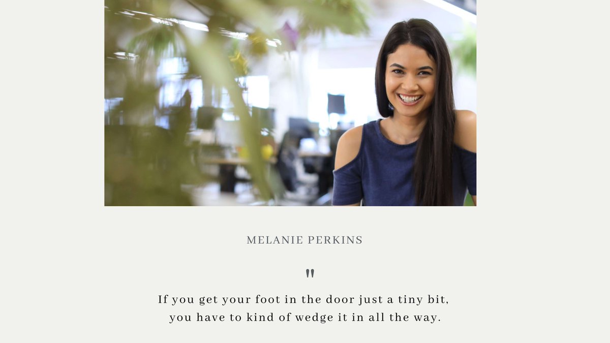 Quotabelle's tweet photo. Undeterred •
Melanie Perkins • Filipino-Australian entrepreneur • design-empowering software founder • philanthropist 
quotation source: Forbes • profile 12•31•2019
#quotabelle #melanieperkins #canva #womenshistorymonth #nudgeword #undeterred #beautifullysaid https://t.co/AxNYwMsu4k