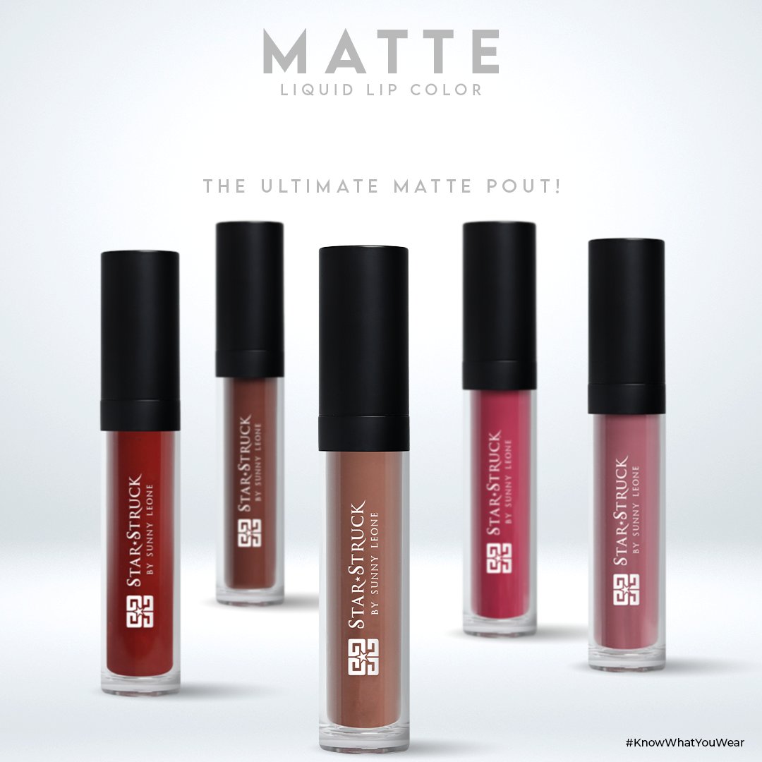 StarStruckbySL's tweet photo. Classic & Timeless MATTES!
Enriched with Vitamin-C & 5 Essential Oils to provide intense hydration to your lips.
Shop online - https://t.co/eYLriNe9PL
.
#KnowWhatYouWear #MatteLiquidLipColor #MatteLipstick #MatteLipColor #LipColor #SunnyLeone https://t.co/o8XCw0rT92