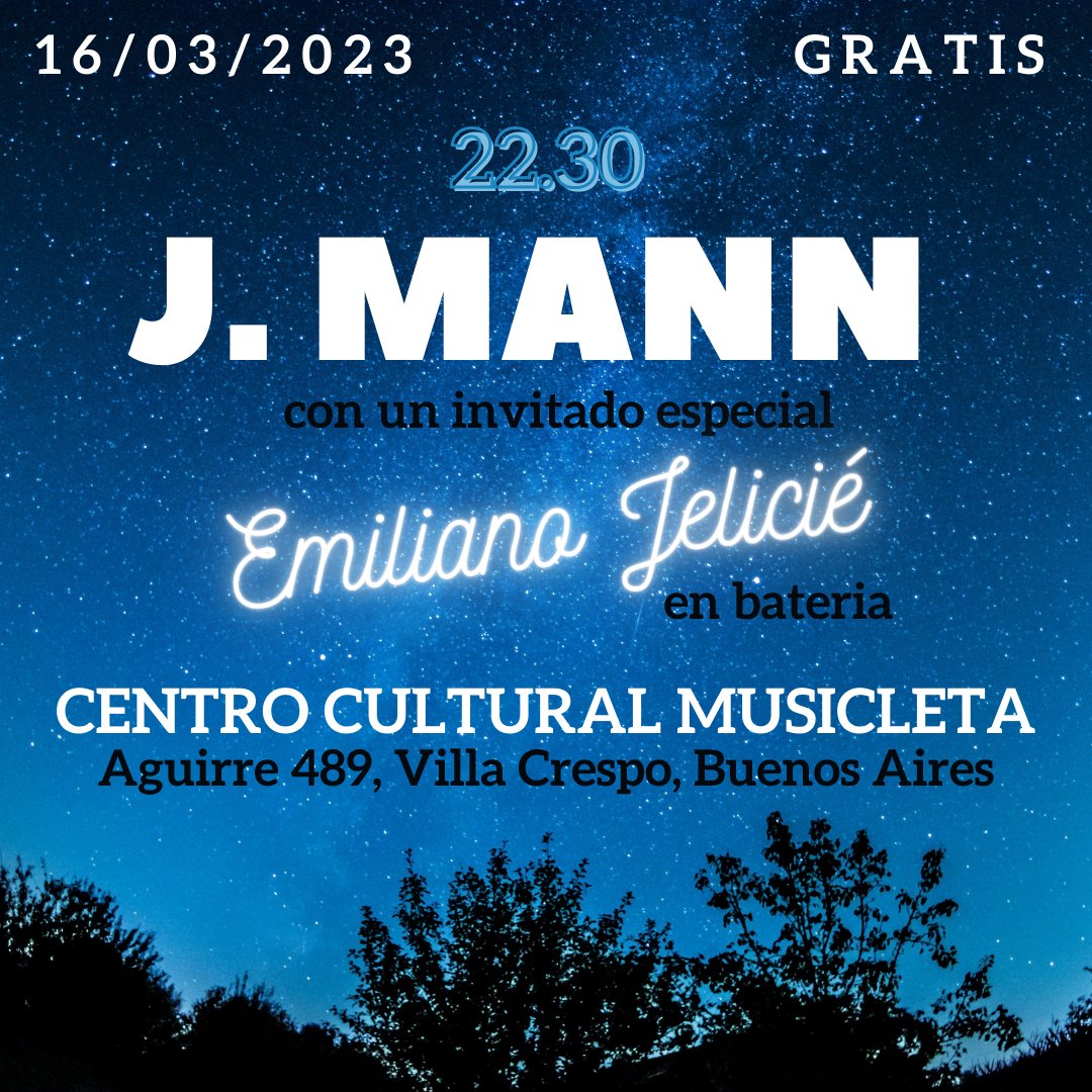 jmannmusic's tweet photo. Este jueves, 16 de marzo, tocaré unos temas con un invitado especial en la batería @EmilianoJelicie. 

This Thursday, March 16th, I'll play a few songs with special guest on drums @EmilianoJelicie. https://t.co/Otx2cpBexU