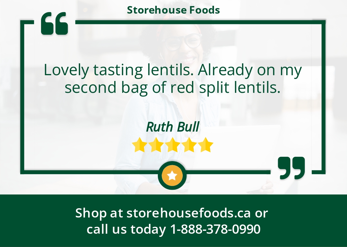 5 Star: Ruth B. "Lovely tasting lentils. Already on my second bag of red split lentils."