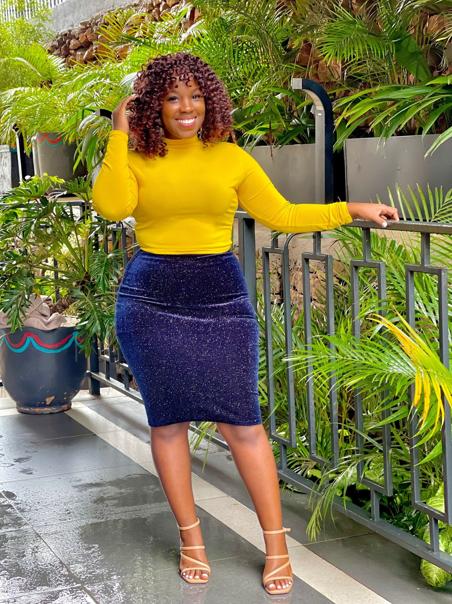 Plus size yellow pencil skirt cheap