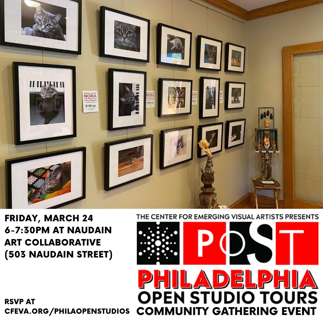 Philadelphia Open Studio Tours Community Gathering Event at Naudain Art Collaborative!
Friday, March 24 from 6-7:30pm
Naudain Art Collaborative, 503 Naudain Street, Philadelphia, PA 19146 
ALL #phillyartists are welcome to join in. 
Register now: cfeva.org/philaopenstudi…
