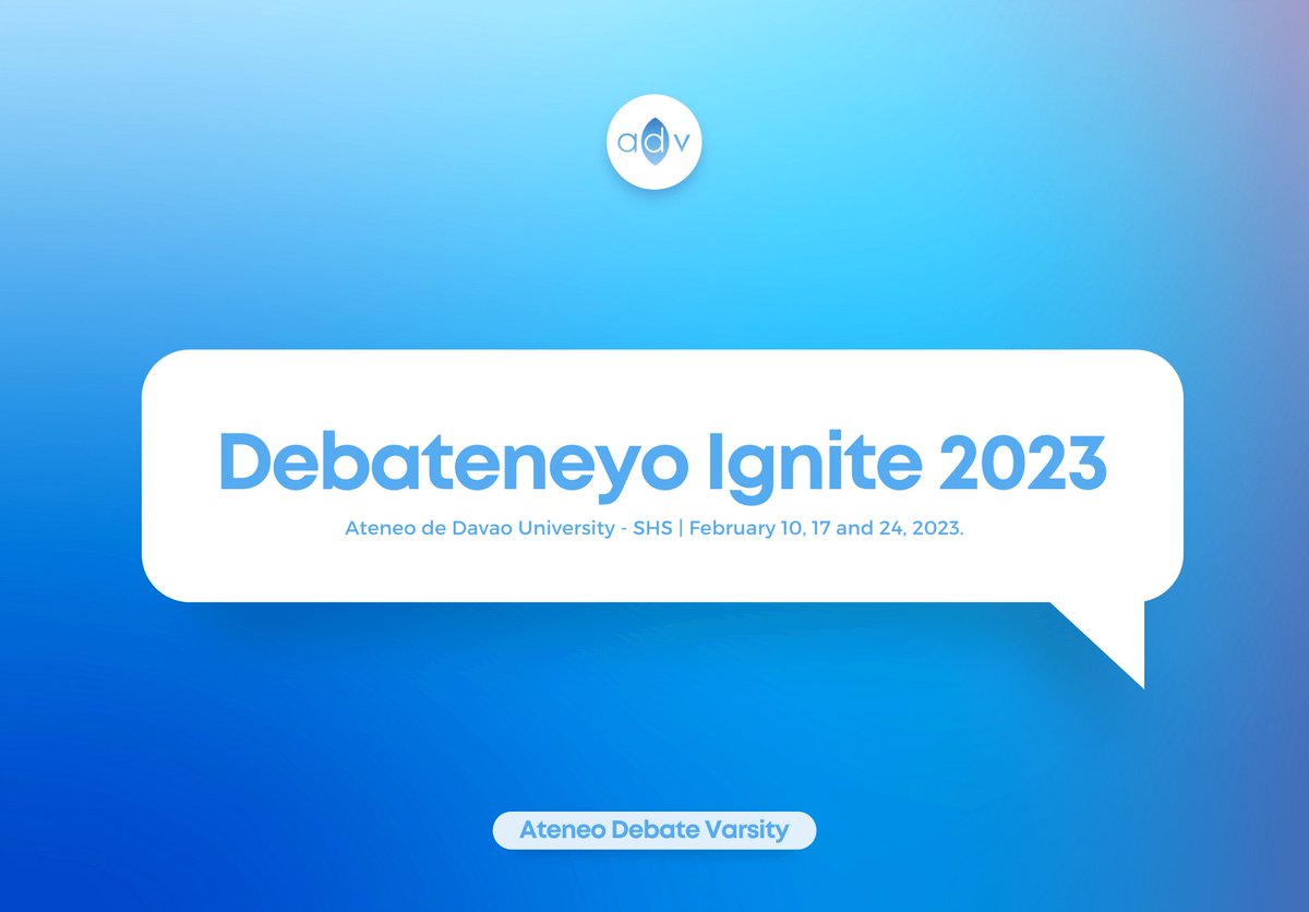 ateneodebatevar's tweet photo. The Ateneo Debate Varsity recently participated in the Debateneyo Ignite 2023 organized by the ADDU SHS Debate Society last February 10, 17 and 24, 2023. https://t.co/nhYcmyt7Ds