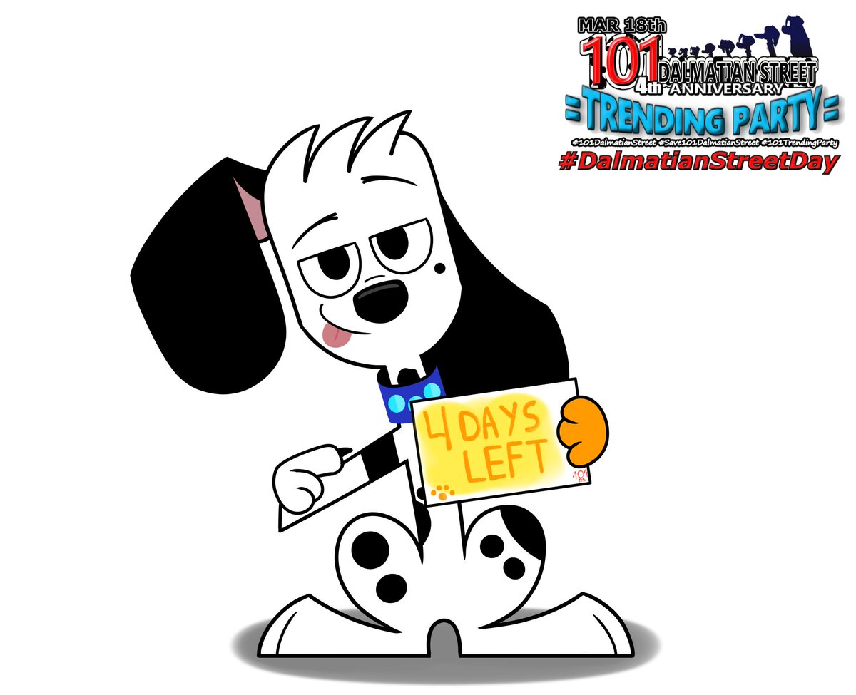 I wanted to do something more elaborate, but due to lack of time it couldn't be done xd

There are 4 days left for the start of the #101TrendingParty

Get ready everyone ^^

#101DalmatianStreet #101DS #Save101DalmatianStreet #101Dalmatians