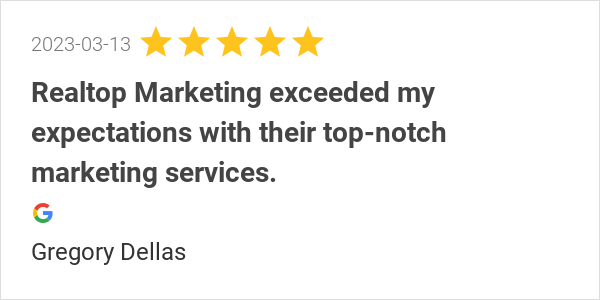 realtopdotcom's tweet photo. New 5.0-star Review: "Realtop Marketing exceeded my expectations with their top-notch marketing services. Their... https://t.co/ko6bqPGzoO