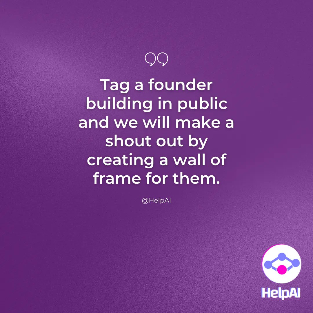 ravasend's tweet photo. Tag your favourite founders who are building in public #buildinpublic #buildinginpublic #helpai https://t.co/k0VvNTZ9Vk