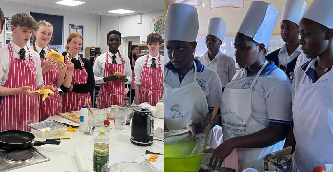PGS1732's tweet photo. Last week Yr12 pupils cooked via video link with pupils at Kikaaya College School, Uganda. PGS taught KCS how to make shortbread; KCS taught PGS how to make Ugandan rolled eggs - chapati, omelette and vegetables rolled together. It was a learning experience for all! #PGSCommunity https://t.co/iwwZ4xpiiA