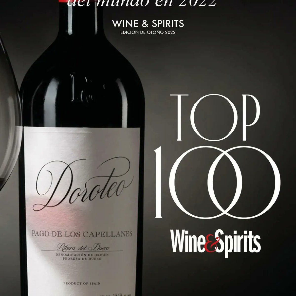 🍷 ¡Doroteo de @‌PagodelosCapellanes entre los 100 mejores del mundo!
✨ Sale a la luz la guía TOP 100 de la revista Wines &amp; Spirits, con sus anheladas listas de las mejores bodegas y los mejores vinos del mundo. Y entre éstos últimos, Doroteo 2015 aparece con 96 puntos.